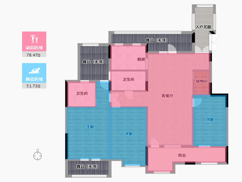 贵州省-贵阳市-多彩贵州城太极村-145.00-户型库-动静分区