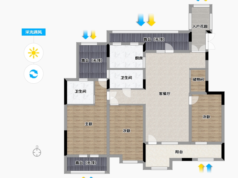 贵州省-贵阳市-多彩贵州城太极村-145.00-户型库-采光通风