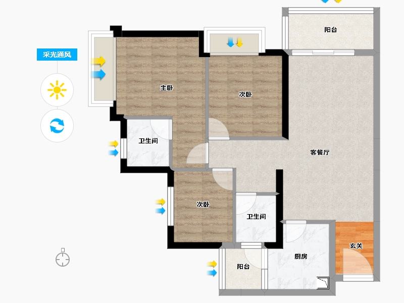 四川省-成都市-青白江万达-75.63-户型库-采光通风