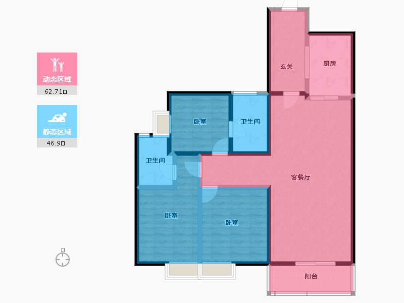 云南省-昆明市-中通世纪峯荟花园-98.81-户型库-动静分区