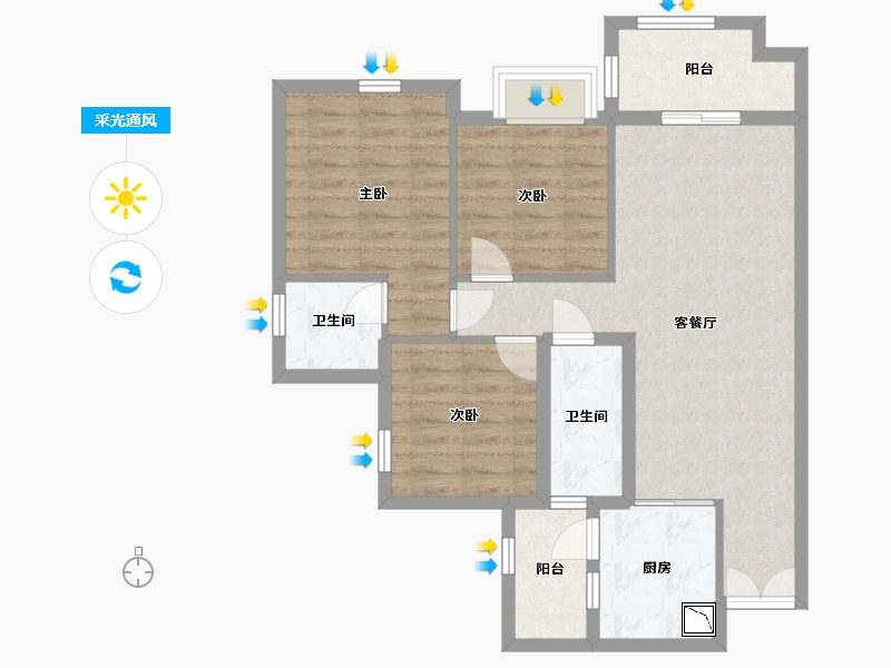 四川省-巴中市-平昌金域华府-78.97-户型库-采光通风