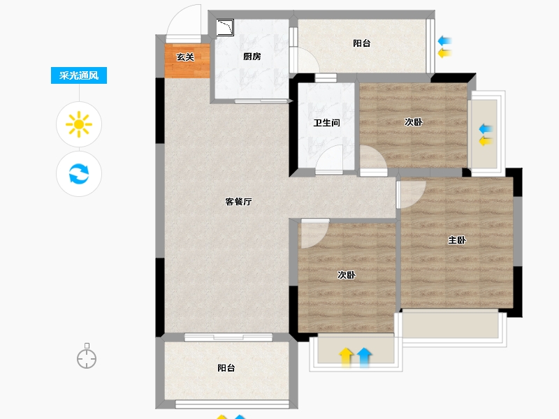 四川省-成都市-成都嘉和世纪城-79.82-户型库-采光通风