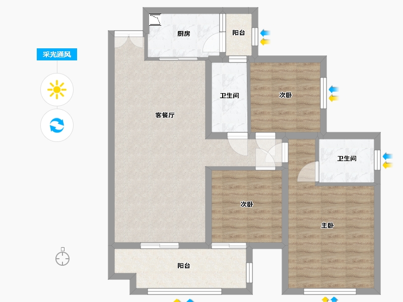 四川省-巴中市-平昌金域华府-84.14-户型库-采光通风