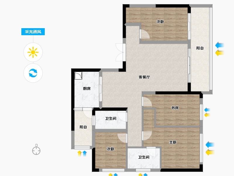 四川省-成都市-滨江领樾-111.87-户型库-采光通风