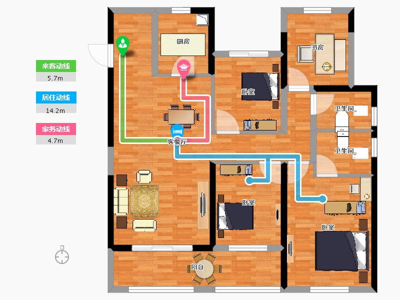 云南省-昆明市-新希望白麓城-104.24-户型库-动静线