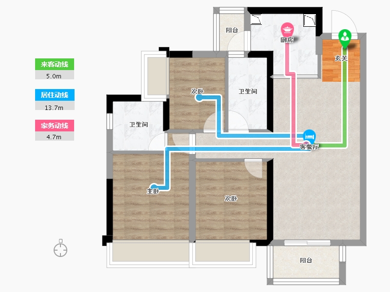 四川省-成都市-金科中梁美院-70.24-户型库-动静线