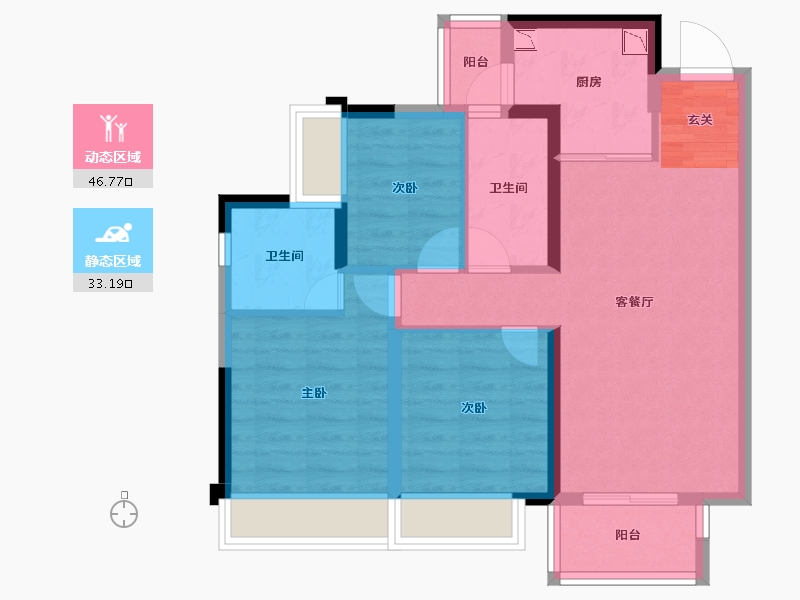 四川省-成都市-金科中梁美院-70.24-户型库-动静分区