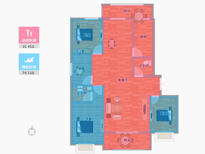 河北省-邯郸市-上瑞城-134.81-户型库-动静分区