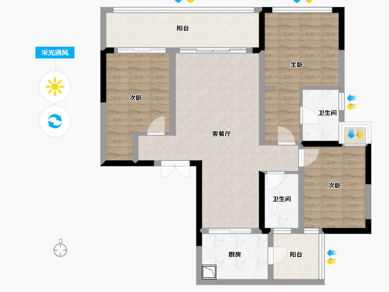 四川省-成都市-滨江领樾-96.54-户型库-采光通风