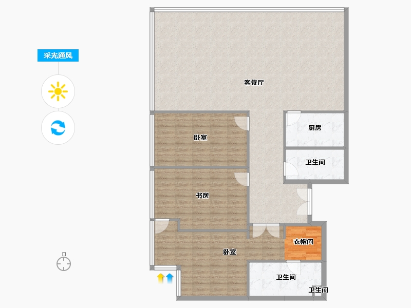 四川省-成都市-花漾锦江-150.96-户型库-采光通风