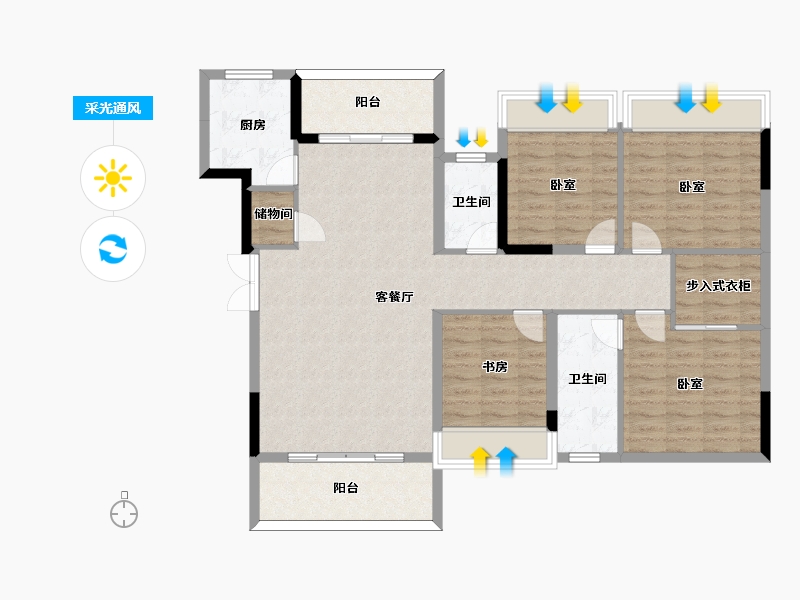 四川省-成都市-合能枫丹西悦-119.03-户型库-采光通风