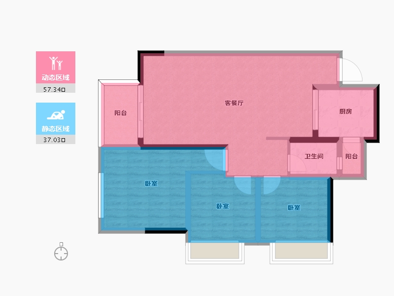 四川省-成都市-合能枫丹西悦-84.55-户型库-动静分区