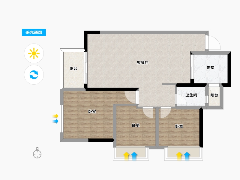 四川省-成都市-合能枫丹西悦-84.55-户型库-采光通风