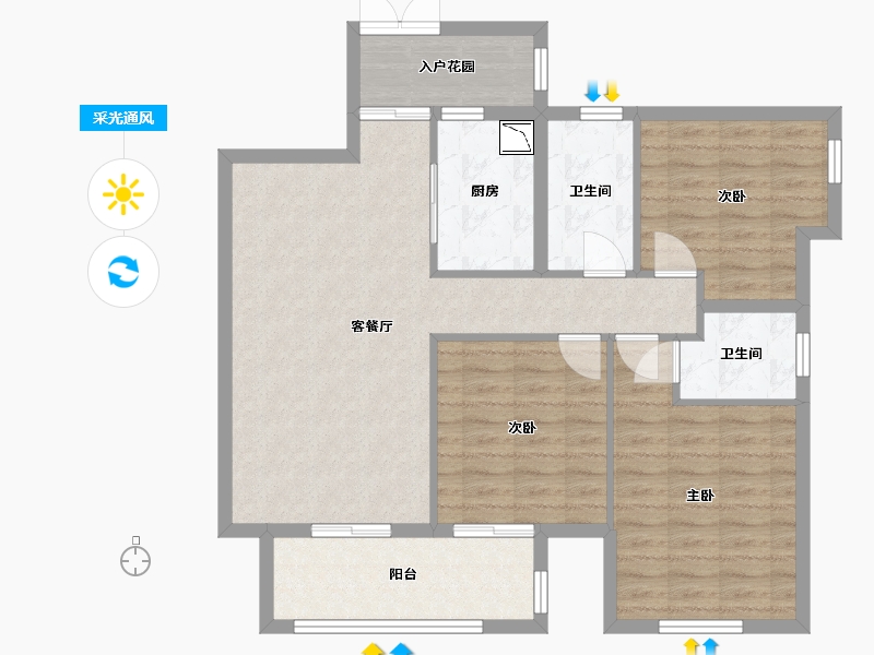 四川省-巴中市-平昌金域华府-94.50-户型库-采光通风