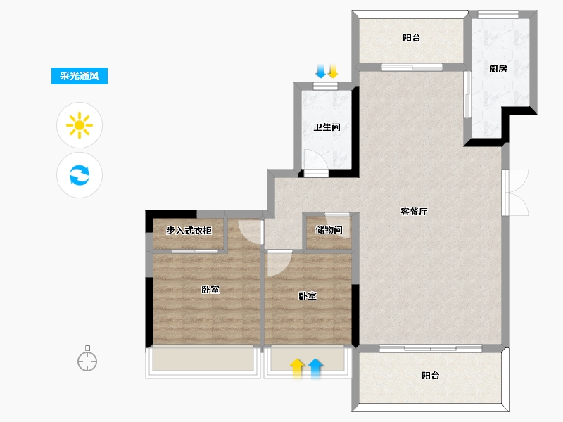 四川省-成都市-合能枫丹西悦-90.32-户型库-采光通风