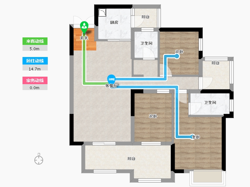 贵州省-贵阳市-多彩贵州城太极村-84.85-户型库-动静线