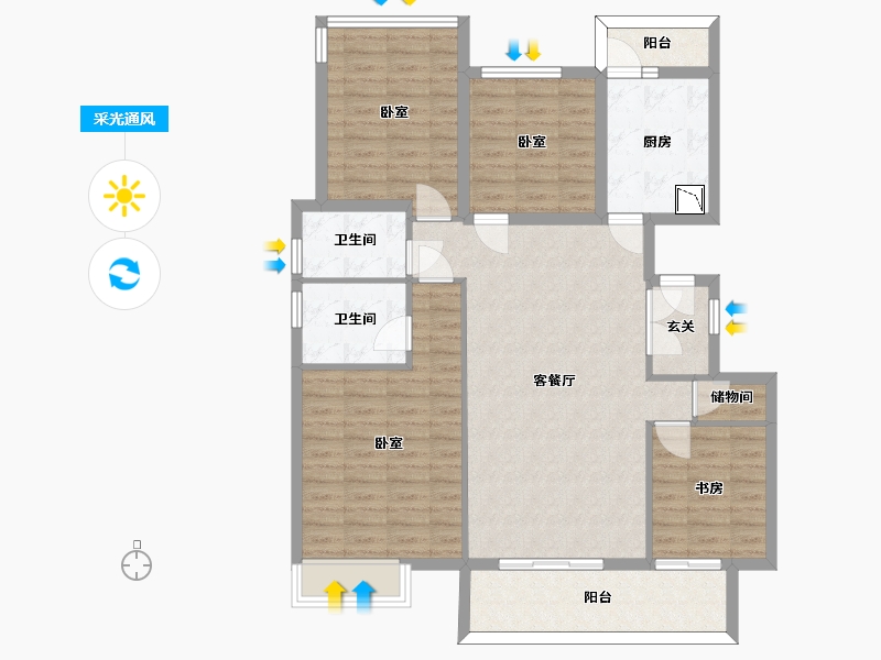 四川省-眉山市-铁投璟瑞府-110.32-户型库-采光通风