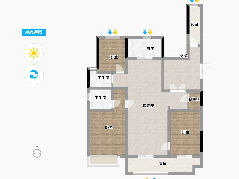 河北省-石家庄市-保利和光尘樾-113.15-户型库-采光通风