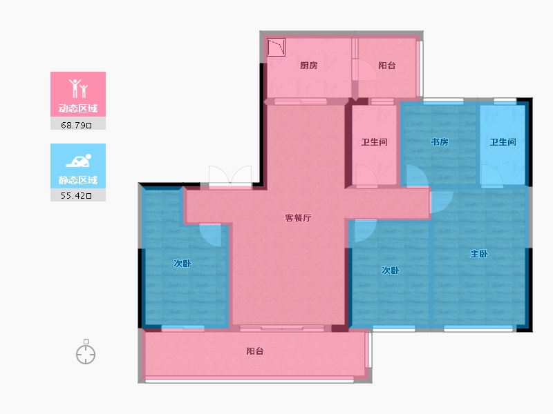 四川省-成都市-滨江领樾-111.03-户型库-动静分区