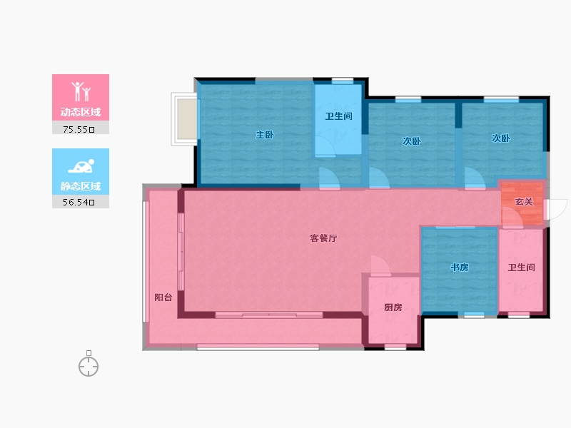 贵州省-贵阳市-绿地国际花都-119.27-户型库-动静分区