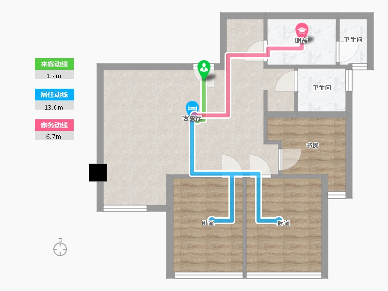 四川省-成都市-花样年智荟城商办-66.15-户型库-动静线