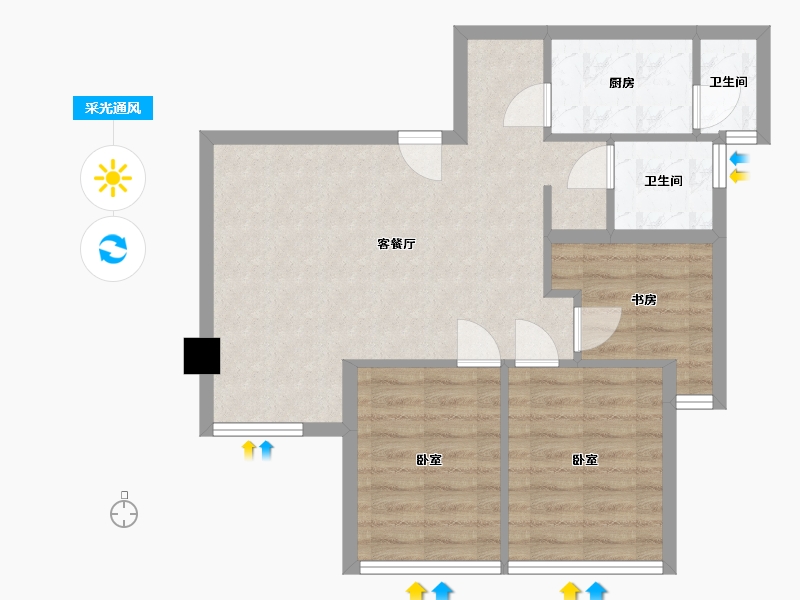 四川省-成都市-花样年智荟城商办-66.15-户型库-采光通风