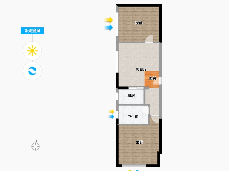 云南省-昆明市-蓝光天娇城天樾-65.06-户型库-采光通风