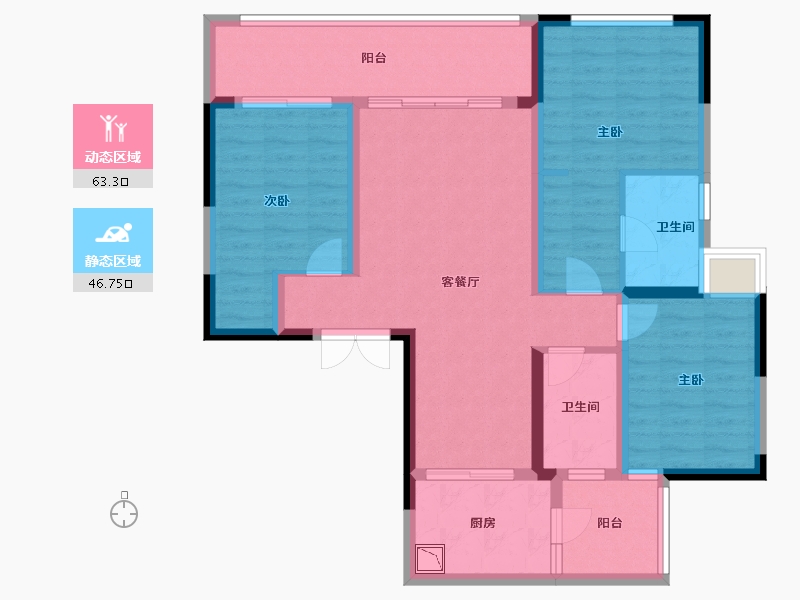 四川省-成都市-滨江领樾-97.61-户型库-动静分区