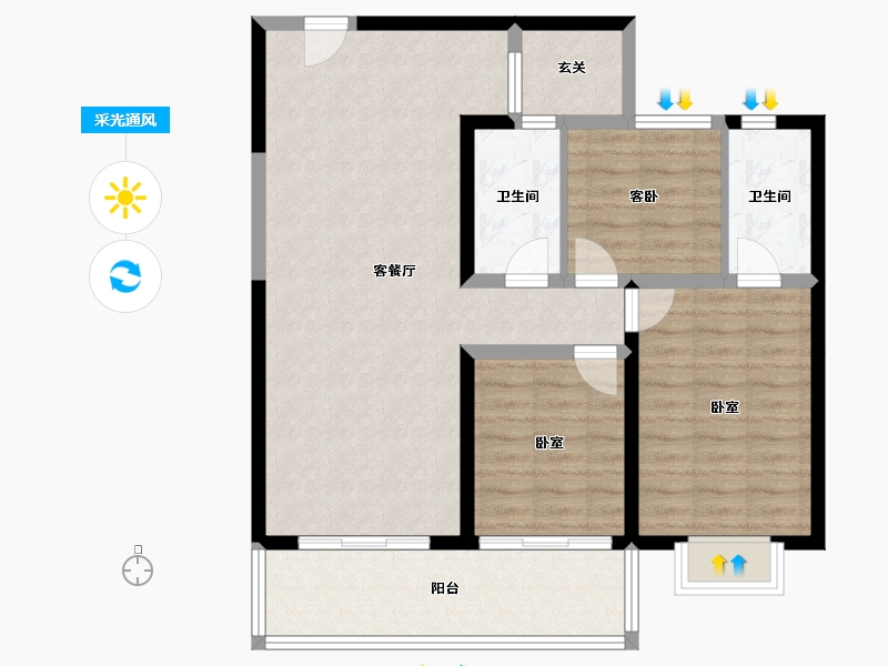 云南省-昆明市-恒泰理想城-91.99-户型库-采光通风