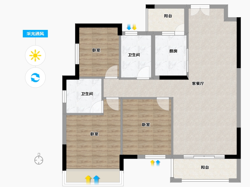 贵州省-安顺市-中鼎天悦-94.00-户型库-采光通风