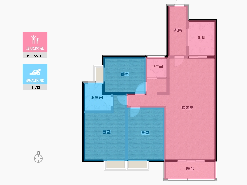 云南省-昆明市-中通世纪峯荟花园-97.65-户型库-动静分区