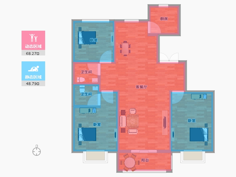 河北省-邯郸市-上瑞城-105.29-户型库-动静分区