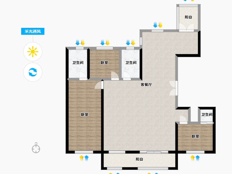 河北省-石家庄市-锐拓·长安颐园-140.87-户型库-采光通风