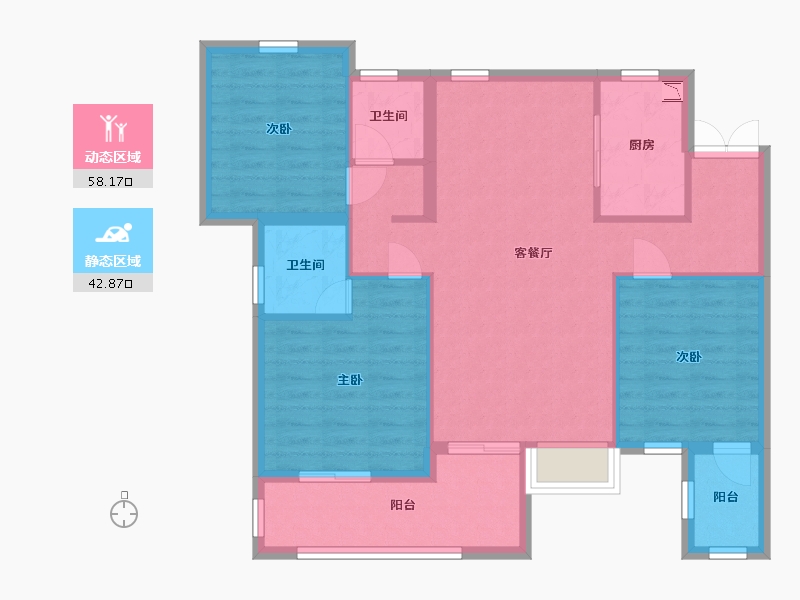 四川省-巴中市-平昌金域华府-90.89-户型库-动静分区