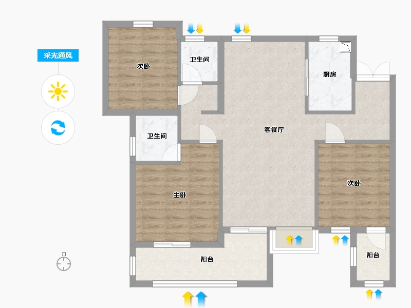 四川省-巴中市-平昌金域华府-90.89-户型库-采光通风