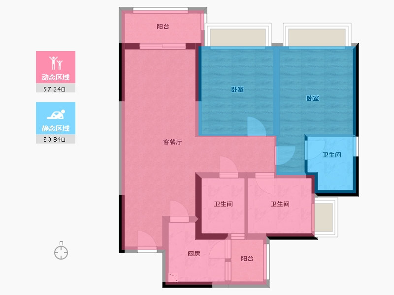 四川省-成都市-置信国色天乡鹭湖宫10区-77.34-户型库-动静分区