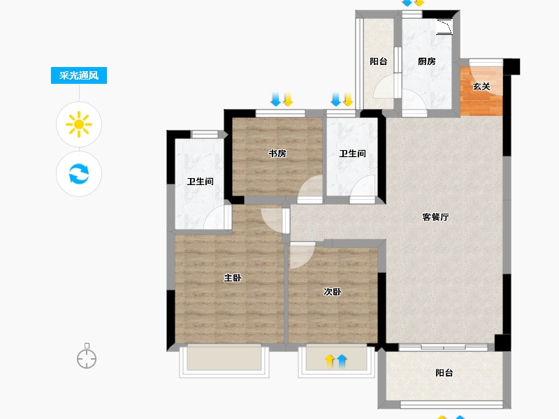 四川省-成都市-中建·望津城-83.27-户型库-采光通风