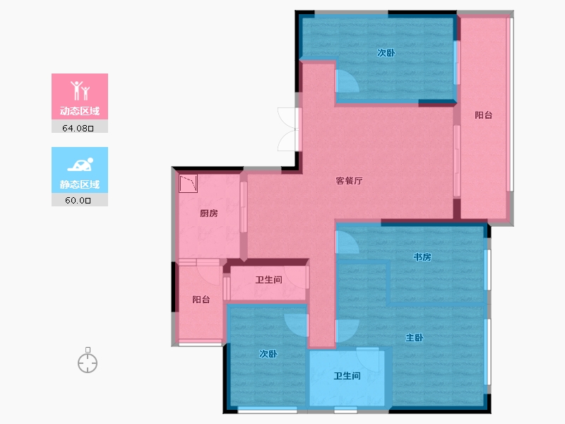 四川省-成都市-滨江领樾-110.25-户型库-动静分区