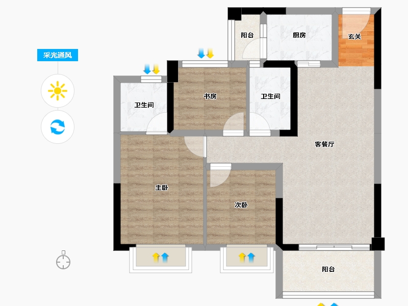 四川省-成都市-中建·望津城-74.04-户型库-采光通风