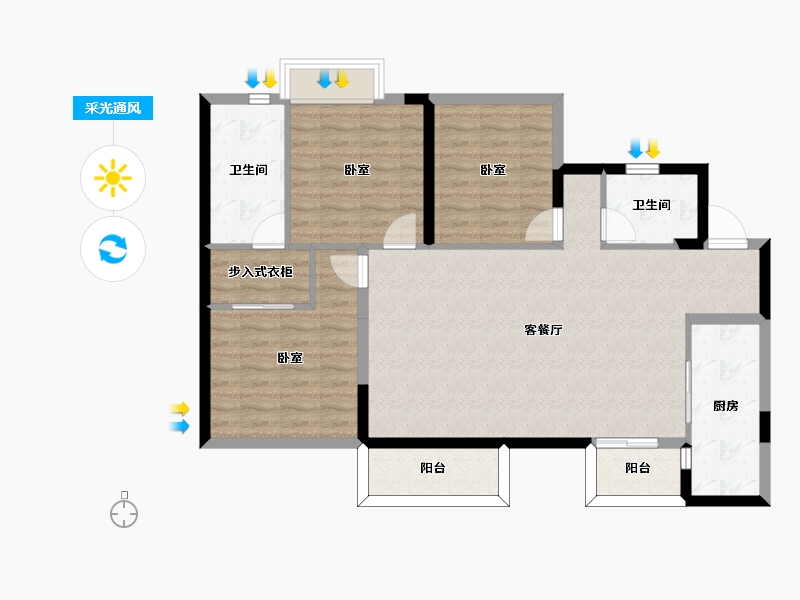 四川省-成都市-合能枫丹西悦-100.17-户型库-采光通风