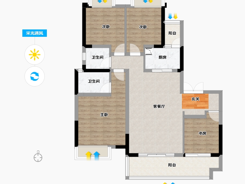 四川省-成都市-中建·望津城-93.76-户型库-采光通风