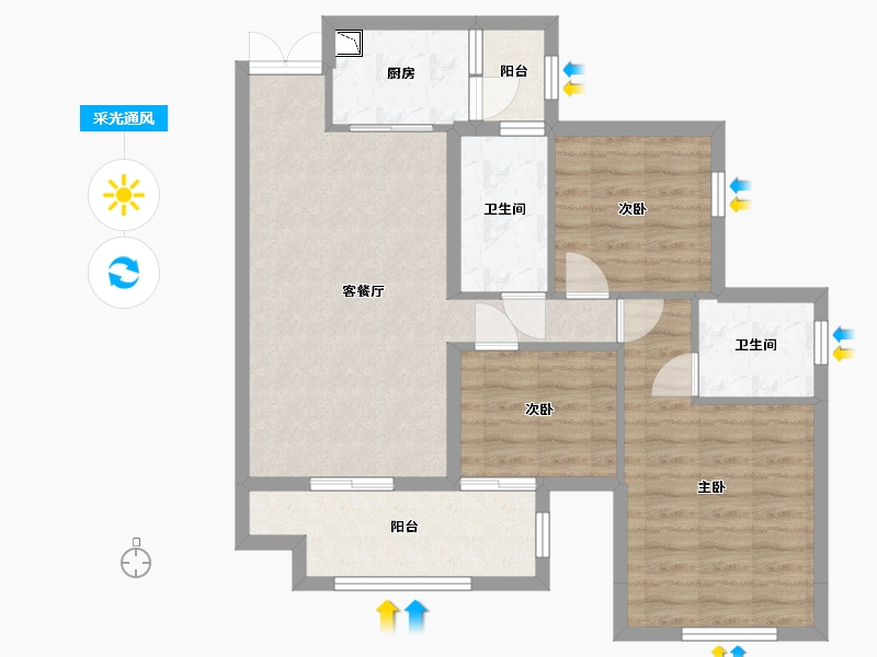 四川省-巴中市-平昌金域华府-79.34-户型库-采光通风