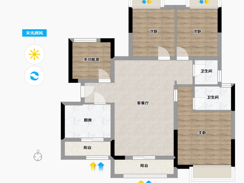 贵州省-贵阳市-优品道现代城-89.56-户型库-采光通风