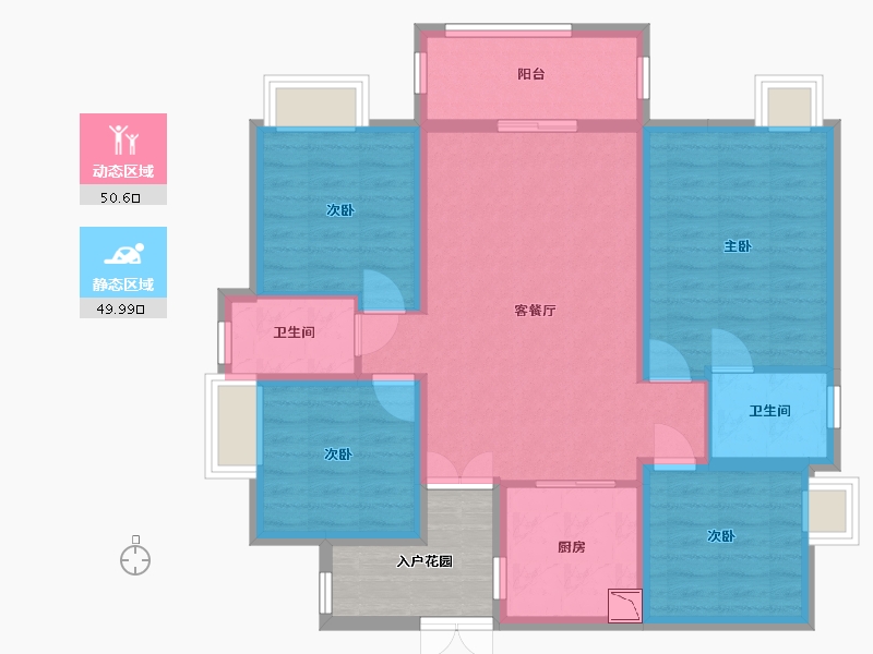 四川省-巴中市-平昌金域华府-95.20-户型库-动静分区