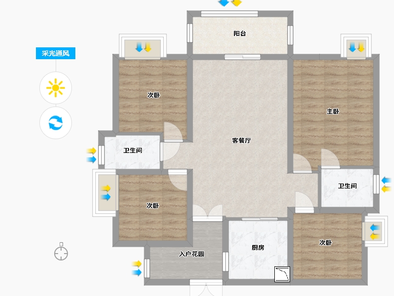 四川省-巴中市-平昌金域华府-95.20-户型库-采光通风