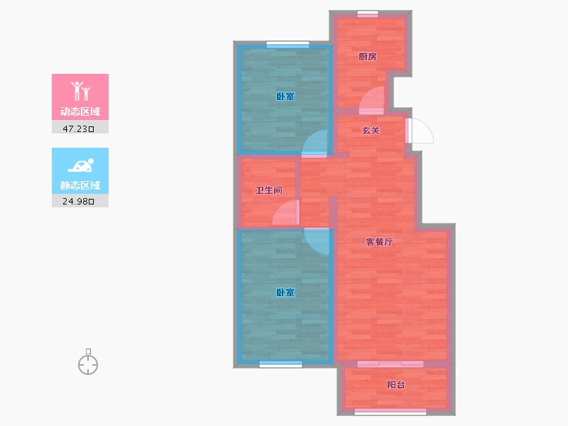 河北省-秦皇岛市-北戴河新区孔雀城-64.01-户型库-动静分区