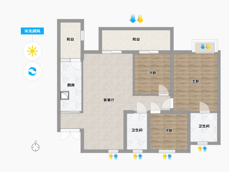 四川省-巴中市-平昌金域华府-92.02-户型库-采光通风