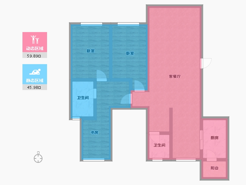 贵州省-毕节市-锦江天鹅堡-93.26-户型库-动静分区