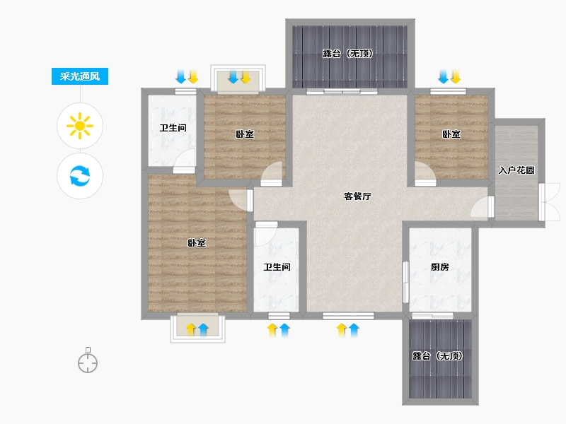 贵州省-安顺市-凯旋公园里-110.70-户型库-采光通风