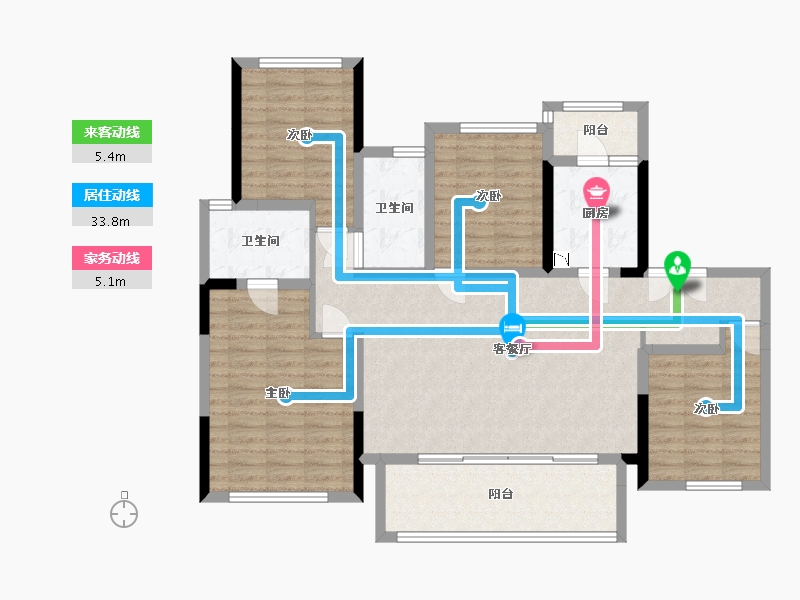 贵州省-贵阳市-龙湖景粼天著-115.42-户型库-动静线